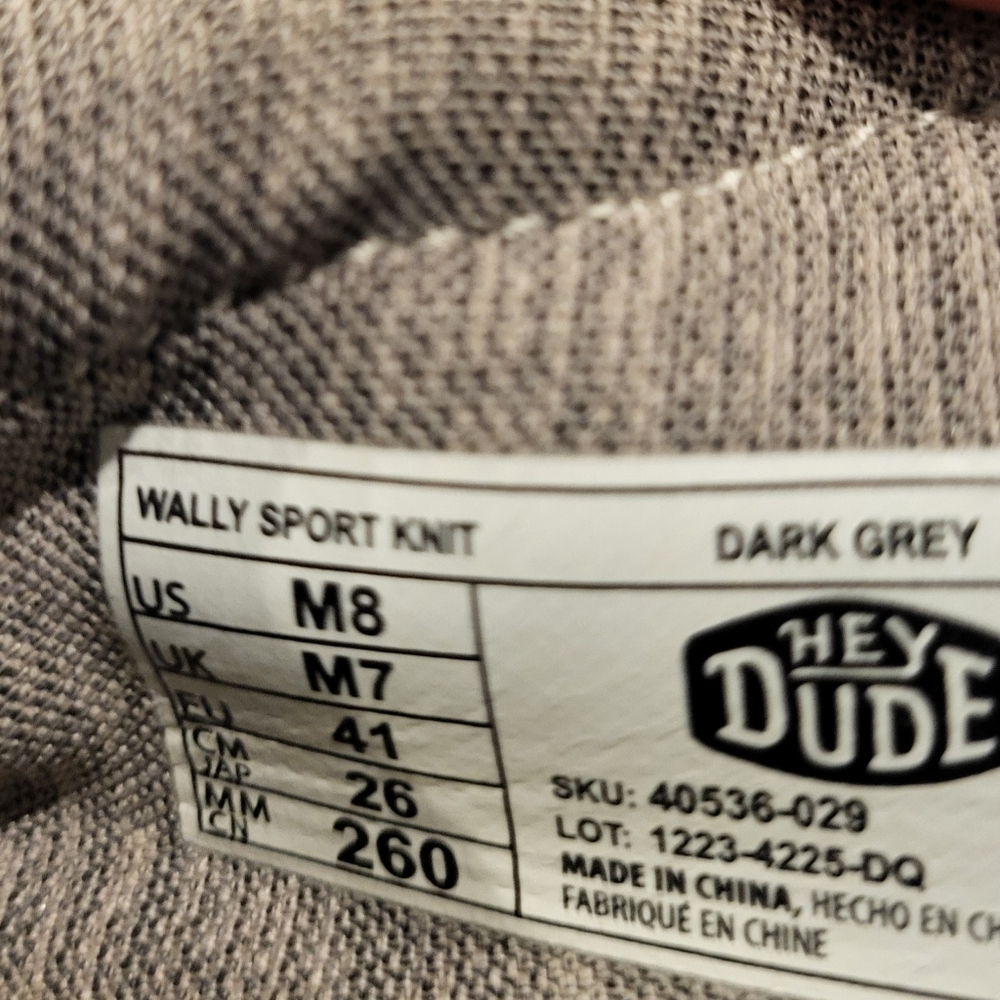 Hey Dude Mens Wally Sport Knit Loafera Shoes Dark Grey Size 8 - Picture 3 of 7